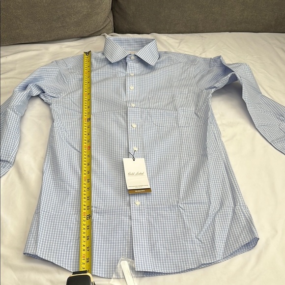 Roundtree & Yorke Blue Dress Shirt Classic Gingham - Picture 3 of 10